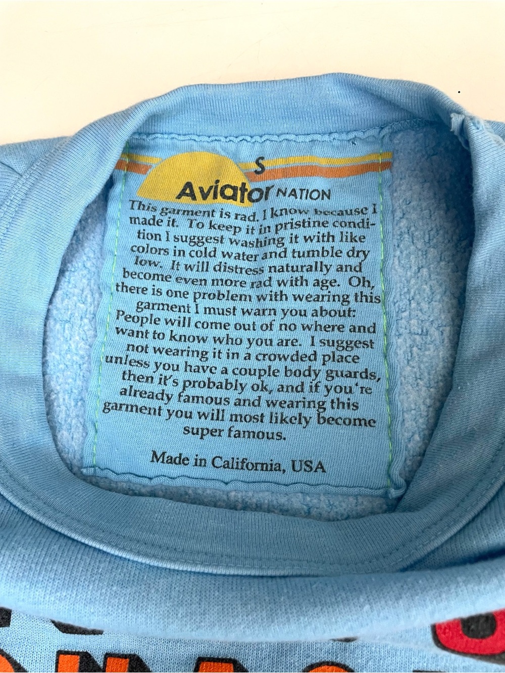 Aviator Nation NEVER STOP CHASING RAINBOWS Crew Sweatshirt Blue S - Picture 6 of 10